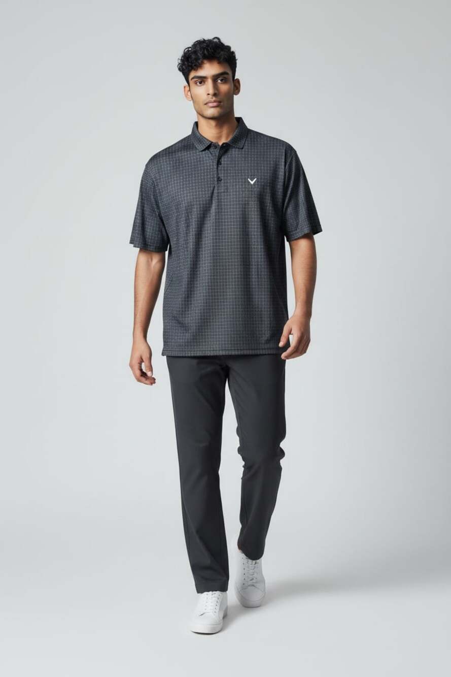 Callaway Opti-Dri Golf Polo Shirt Black Grid Pattern Size XL